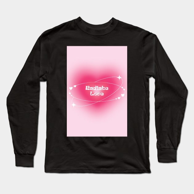 Radiate Love Pink Heart Aura Long Sleeve T-Shirt by mystikwhale